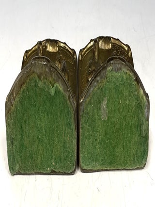 Bronzed Cast Iron Bookends Depicting Praying Farmers