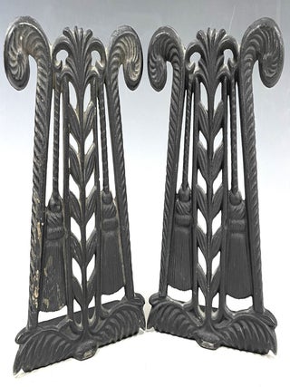 Item #1100 Art Nouveau Cast Metal Bookends. Bookends