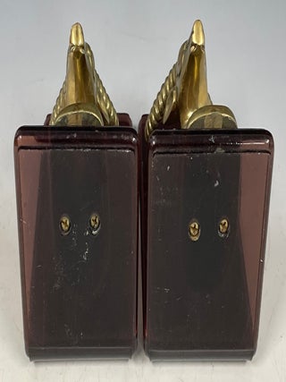 Brass and Plastic Bookends Depicting Antelopes