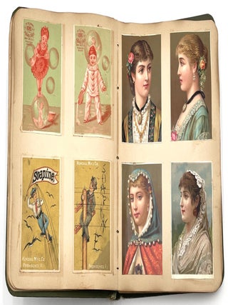 Handmade Scrapbook Featuring Chromolithograph Trade Cards, Circa 1890