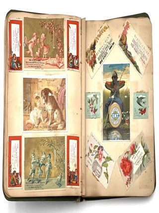 Handmade Scrapbook Featuring Chromolithograph Trade Cards, Circa 1890