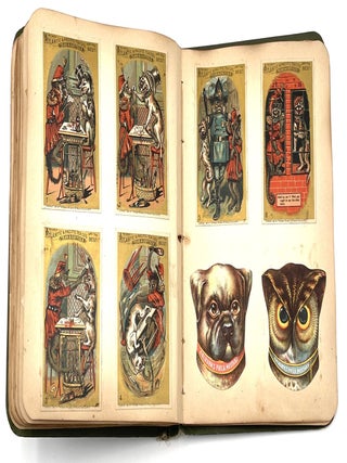 Handmade Scrapbook Featuring Chromolithograph Trade Cards, Circa 1890