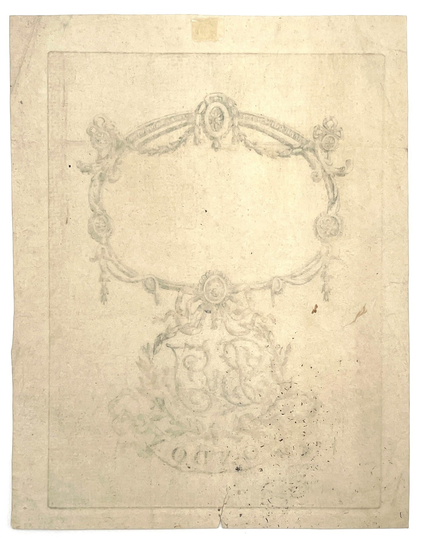 Original 19th Century Engraved Monogrammed Decorative Device | Ephemera
