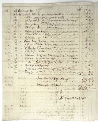 Pair of Manuscript Documents for 1835 (Belfast to New York) Voyage of the Sarah Sheafe.