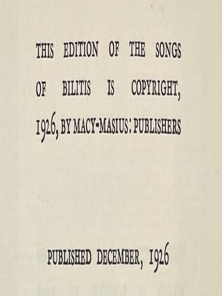 The Songs of Bilitis [Signed by Willy Pogany]