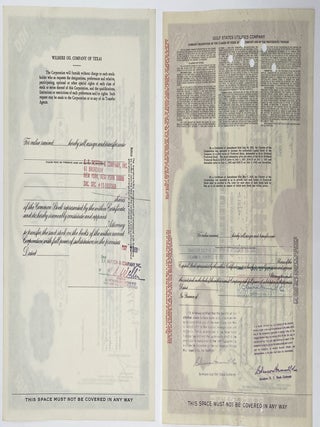 Group of Five Stock Certificates for Texas Companies, 1904 – 1968