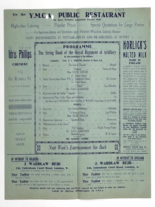 Group of Ten King George’s Hall YMCA Programs, 1918 – 1919