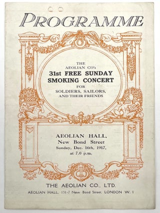 Group of Fifteen Aeollian Hall “Smoking Concert” Progams, 1917 – 1919