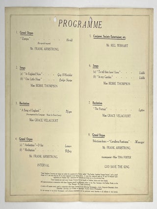 Group of Fifteen Aeollian Hall “Smoking Concert” Progams, 1917 – 1919