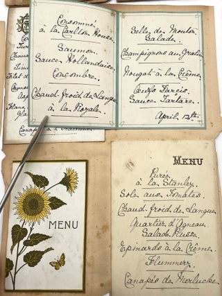 Group of 51 Hand-Written Menu Cards, ca. 1890