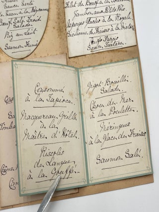 Group of 51 Hand-Written Menu Cards, ca. 1890