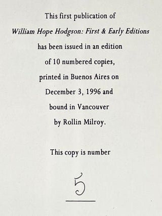 William Hope Hodgson: First and Early Editions