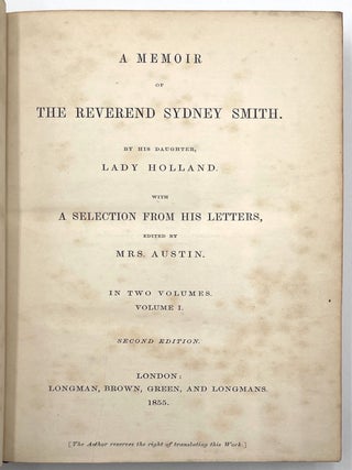 A Memoir of The Reverend Sydney Smith, 2 Vols.