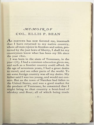 Memoir of Col. Ellis P. Bean