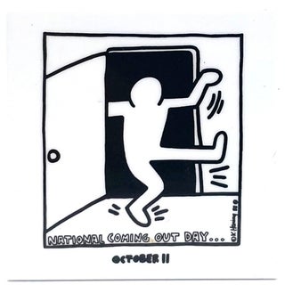 Item #1989 Inaugural Coming Out Day Pinback, 1988. Keith Haring