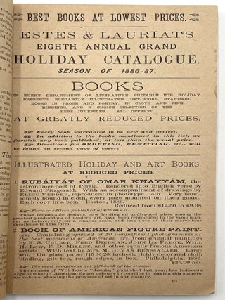 Estes and Lauriat’s 8th Annual Holiday Catalogue of Books, 1886