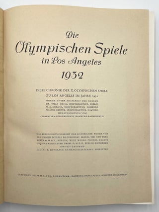 Diese Chronik Der X. Olympischen Spiele Zu Los Angeles im Jahre 1932