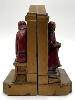 Pair of L. V. Aronson Bookends Depicting Reading Monks, 1920