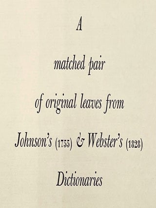 Dr Johnson and Noah Webster
