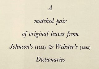Dr Johnson and Noah Webster