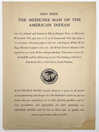 The Medicine-Man of the American Indian and His Cultural Background [Signed]