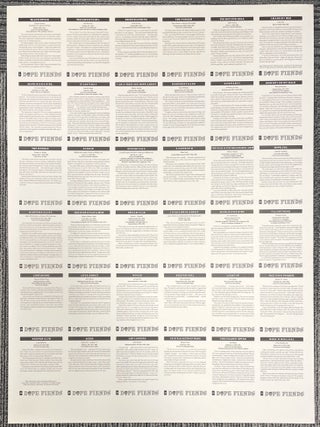 Uncut Sheet of 36 “Dope Fiends” Trading Cards