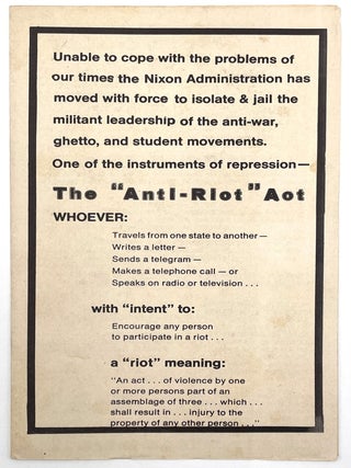 Item #2398 Original Conspiracy Eight “Anti-Riot Act” Pamphlet. Chicago Defense Fund