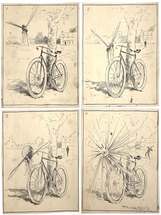 Item #2399 Group of Four Original Cartoon Panels for Puck Magazine, circa 1894. F. M. Hutchins