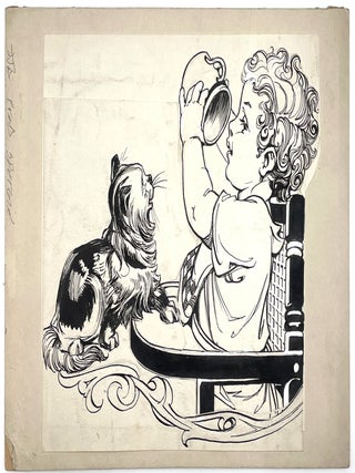 Item #2400 Original Art: Small Child w/ Cat, circa 1920. Frederick Spurgin