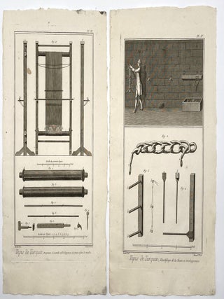 Group of Six Plates Depicting Weaving/Looming Techniques for Tapestries/Turkish Rugs