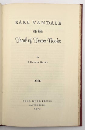 Earl Vandale on the Trail of Texas Books