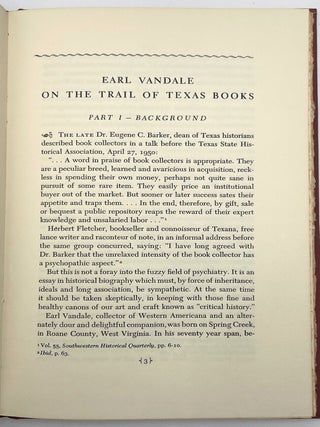 Earl Vandale on the Trail of Texas Books