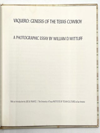 Vaquero: Genesis of the Texas Cowboy