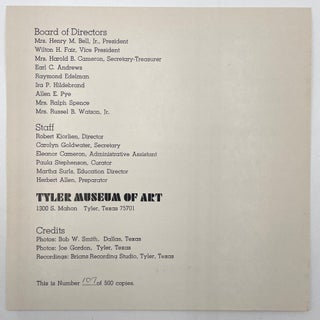 Boxed Exhibition Catalog w/ Signed Records (Tyler Museum of Art)