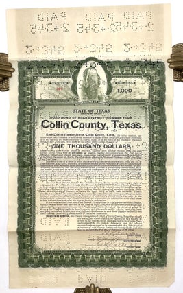 Group of 10 Road Bond Certificates for Collin County, TX (1914 – 1935)