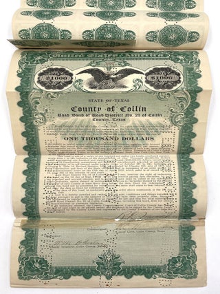 Group of 10 Road Bond Certificates for Collin County, TX (1914 – 1935)