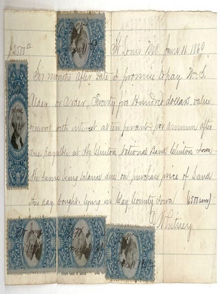 Item #3119 Manuscript Promissory Note for Fraudulent Land Sale, dated June 11, 1869. J. Whitney