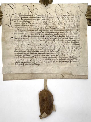 Item #3120 16th Century Manuscript Document on Vellum with Large Wax Seal, dated 1518. Reign of...