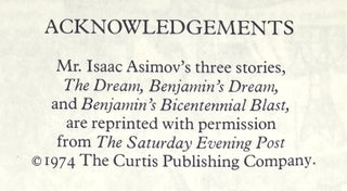“The Dream” “Benjamin’s Dream” and “Benjamin’s Bicentennial Blast”