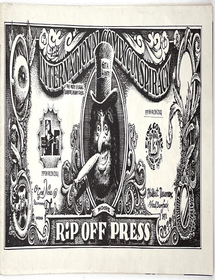Item #3188 The International Comix Conspiracy (Rip Off Press Catalogue). Dave Sheridan, artist.