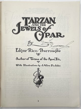 The Burroughs Bibliophile Presents: Tarzan and the Jewels of Opar [Signed by Danton Burroughs]