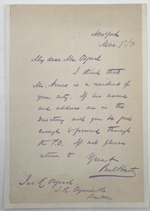Item #3326 Autograph Letter Signed, March 7, 1871. Bret Harte