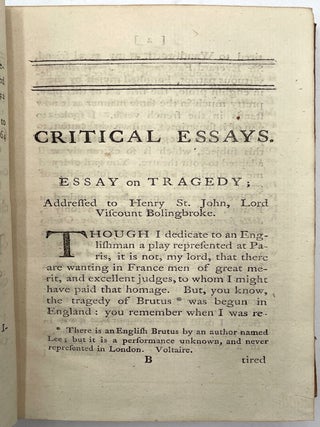 Critical Essays on Dramatic Poetry... [First English Language Edition]