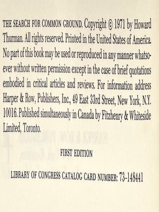 The Search for Common Ground [First Edition]