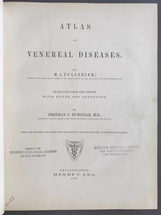 Item #550 Atlas of Venereal Diseases. M. A. Cullerier