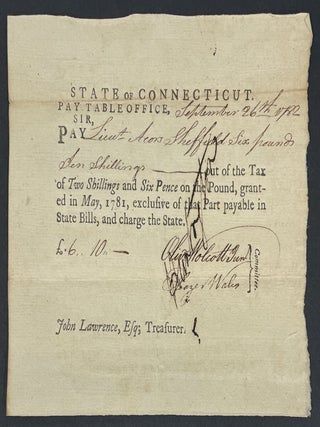 Item #758 Partially Printed Pay Document. Connecticut
