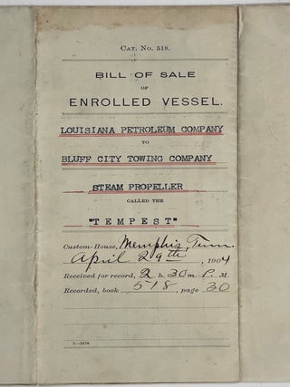 Bill of Sale for Enrolled Vessell “Tempest”, 1904