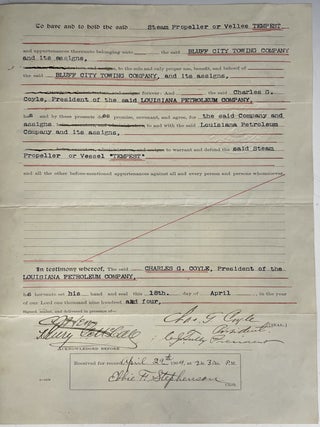 Bill of Sale for Enrolled Vessell “Tempest”, 1904