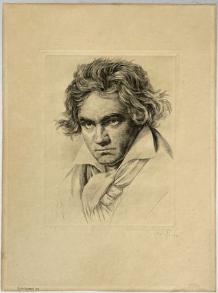Signed Etching Portrait of Beethoven, c.1930