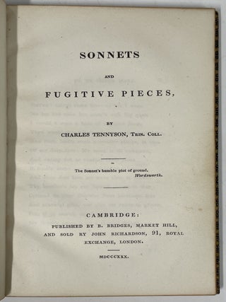 Item #826 Sonnets and Fugitive Pieces. Charles Tennyson